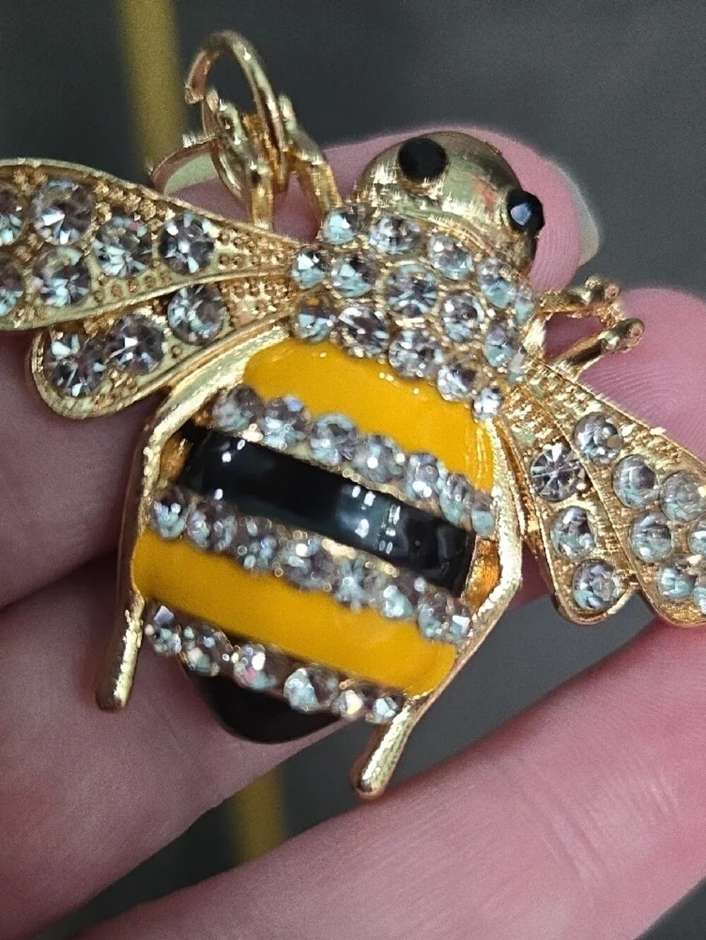 Gold Bee Keychain Bag Charm in Yellow and Black